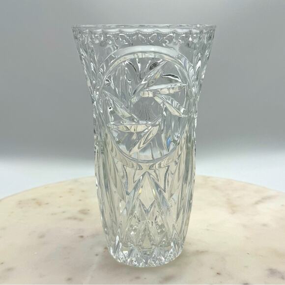 Antique ABP Hand-cut 24% Lead Crystal Glass Large Vase Handmade Vintage - Picture 1 of 10